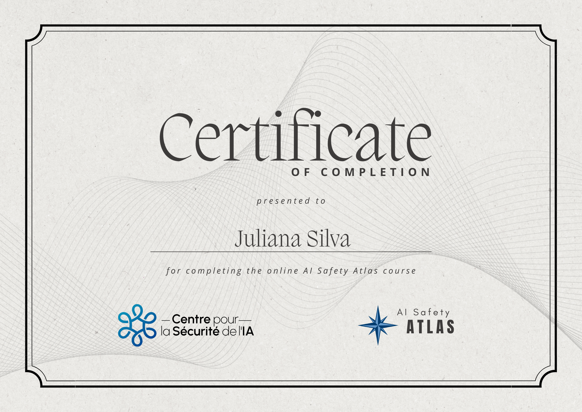 Sample AI Safety Atlas Certificate